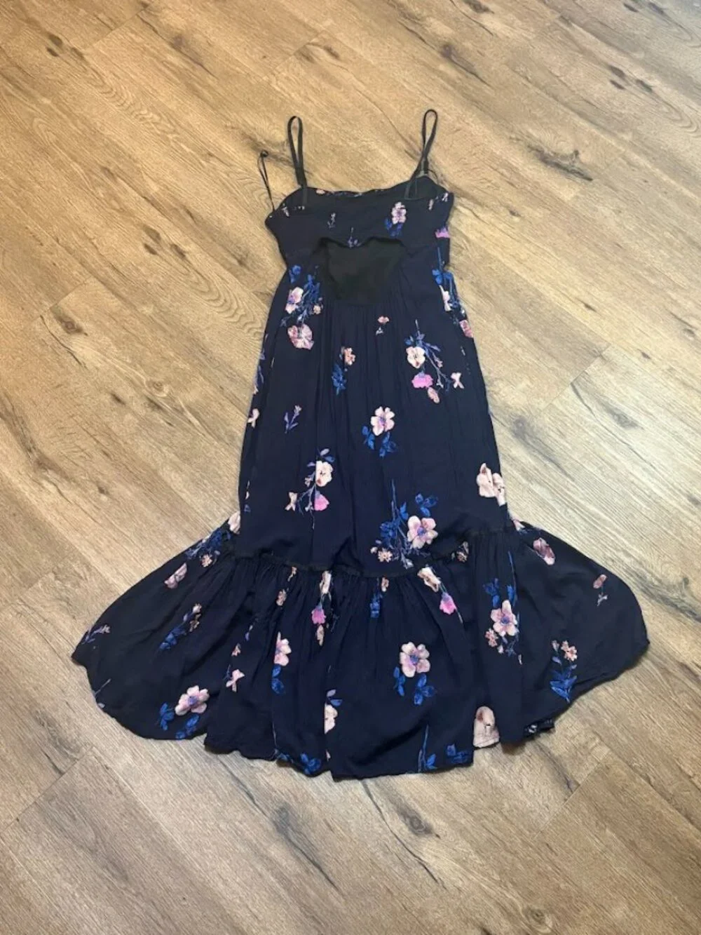 Free people Navy Floral Midi Dress Sz M